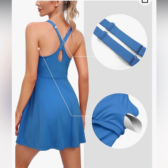 Tennis Dress with Shorts Underneath Workout Built-in Bra Athletic Golf Dress - Picture 3 of 12